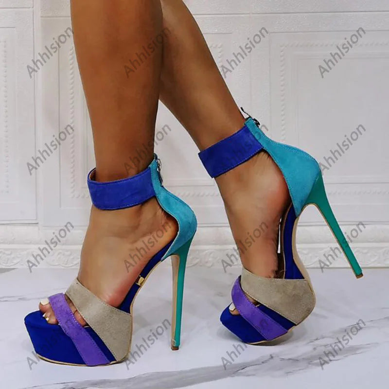 Open Toe Ankle Wrap Stiletto Dress Sandals For Women