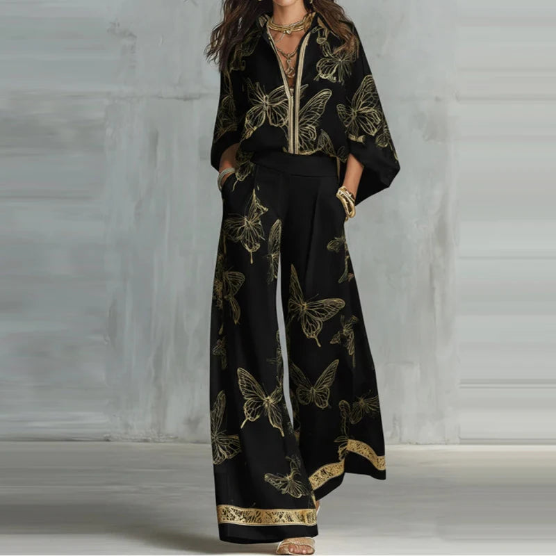 Vintage Pattern Boho Casual Two-Piece Set for Women