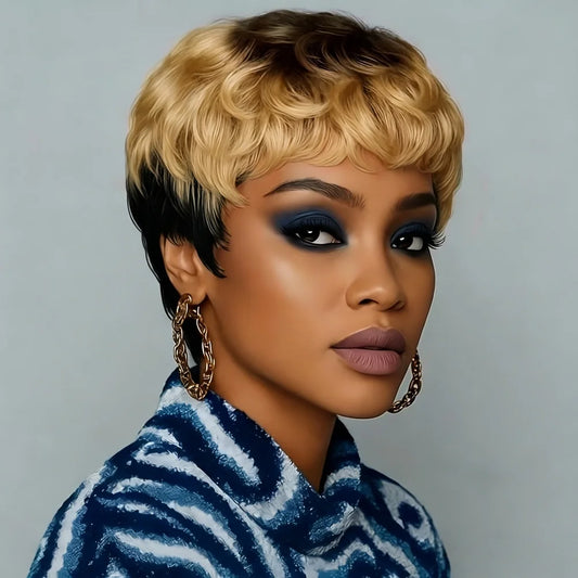Curly Pixie Cut Wig With Bangs