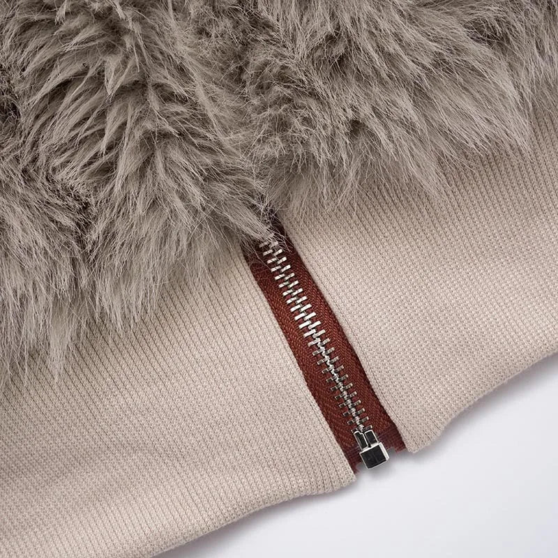 Faux Fur Patchwork Sleeveless Zipper Vest for Women