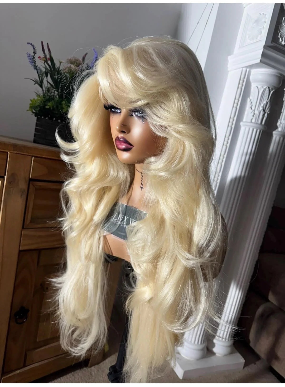 42 Inch Blonde Body Wave Human Hair Lace Front Wig For Women