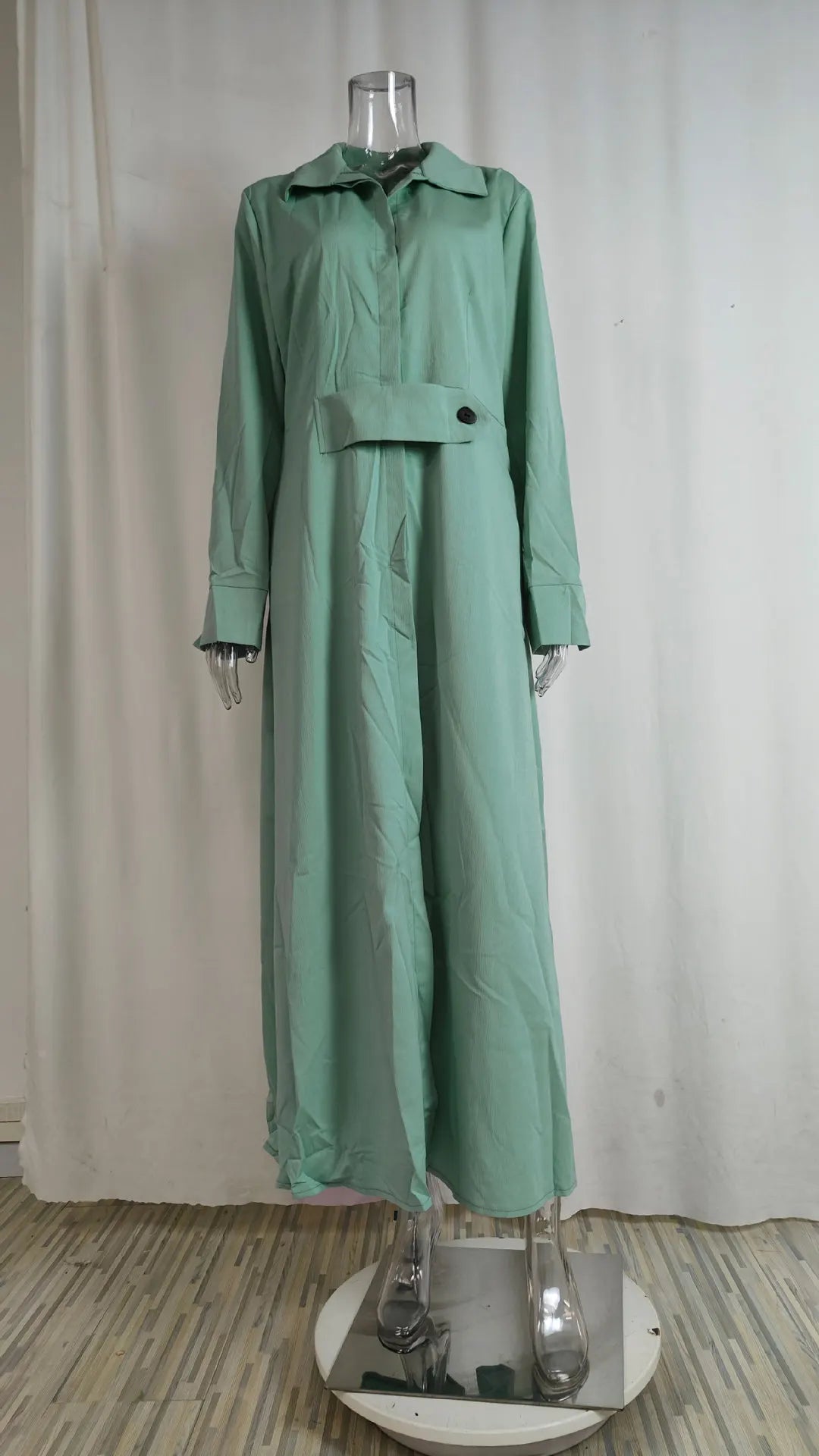 Autumn Elegant Long Sleeve V Neck Shirt Dress for Women