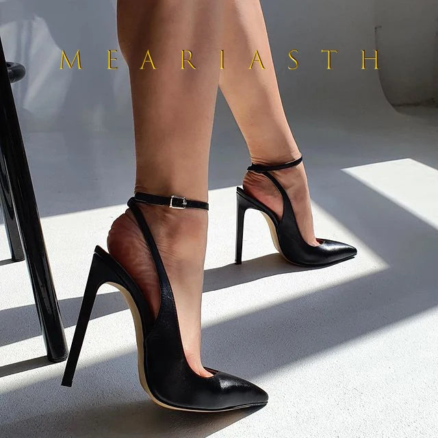 Elegant Patent Leather Pointed Toe Round Heel Pumps For Women