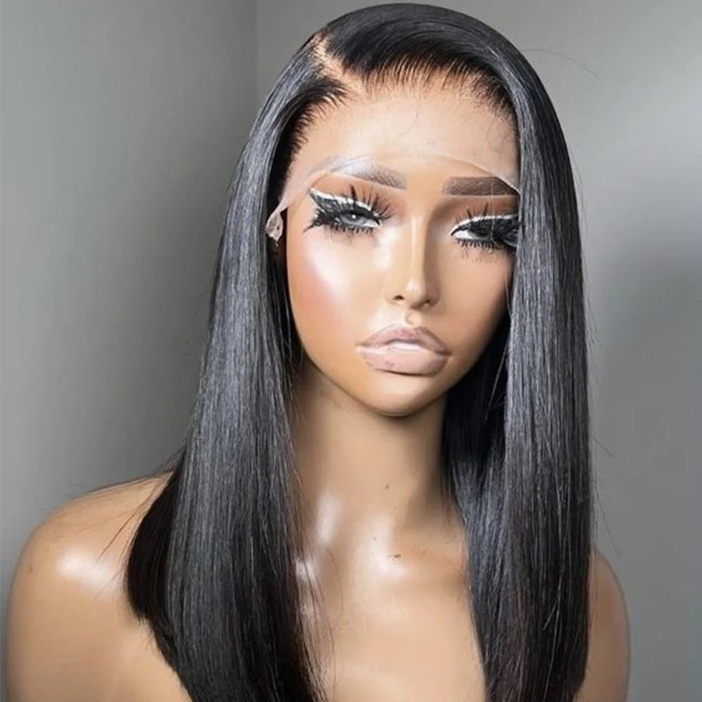 Short Bone Straight Human Hair Lace Front Bob Wig for Women