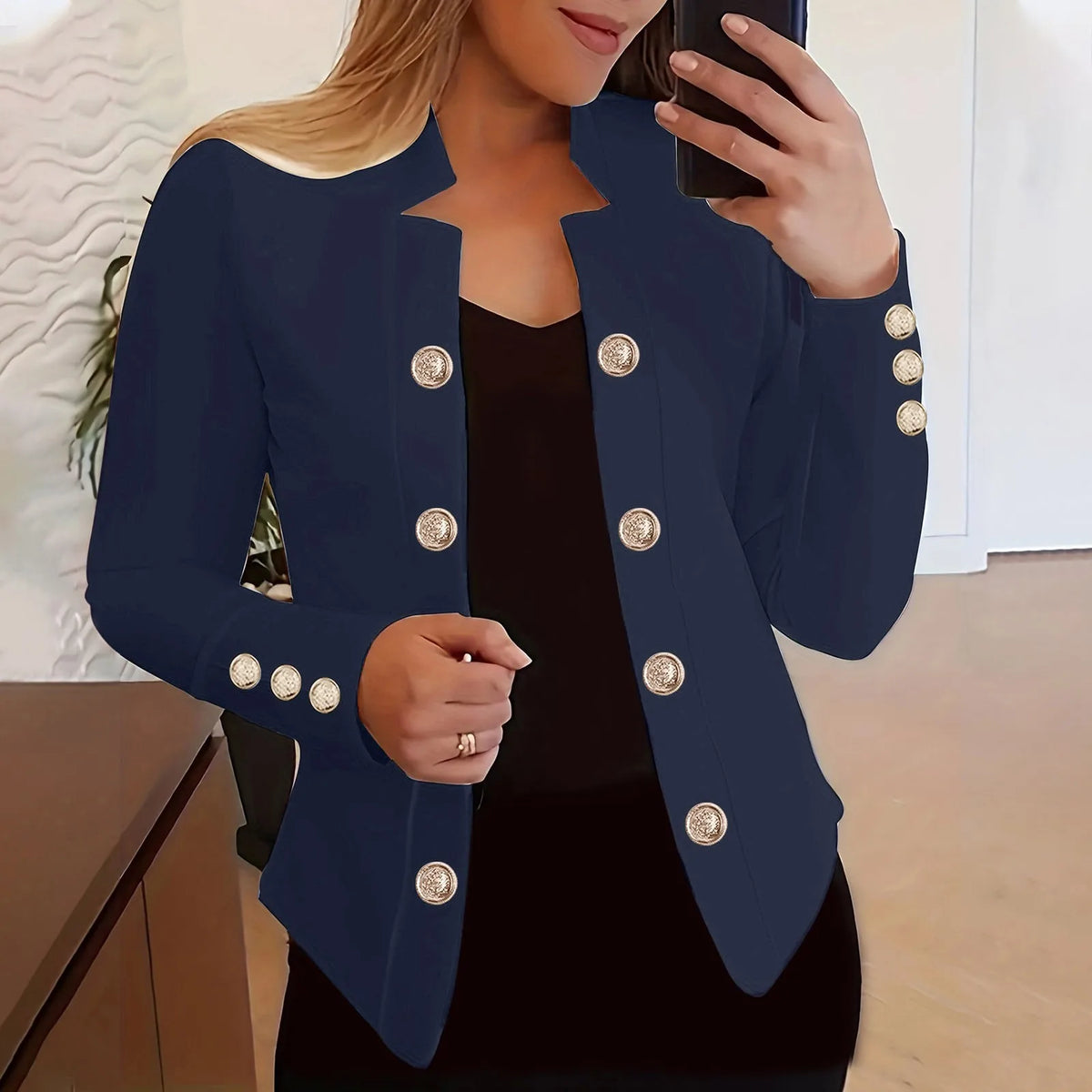 Lightweight Cropped Hooded Office Jacket for Women