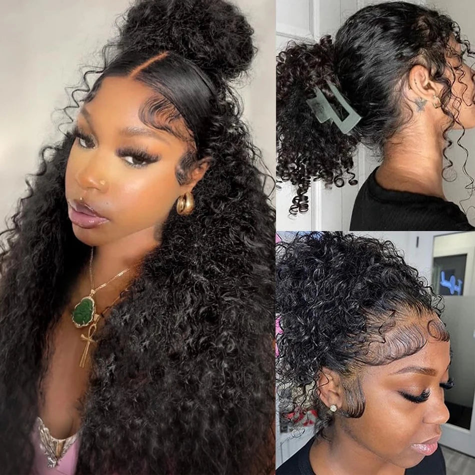 Glueless Deep Curly 360 Lace Front Human Hair Wig for Women
