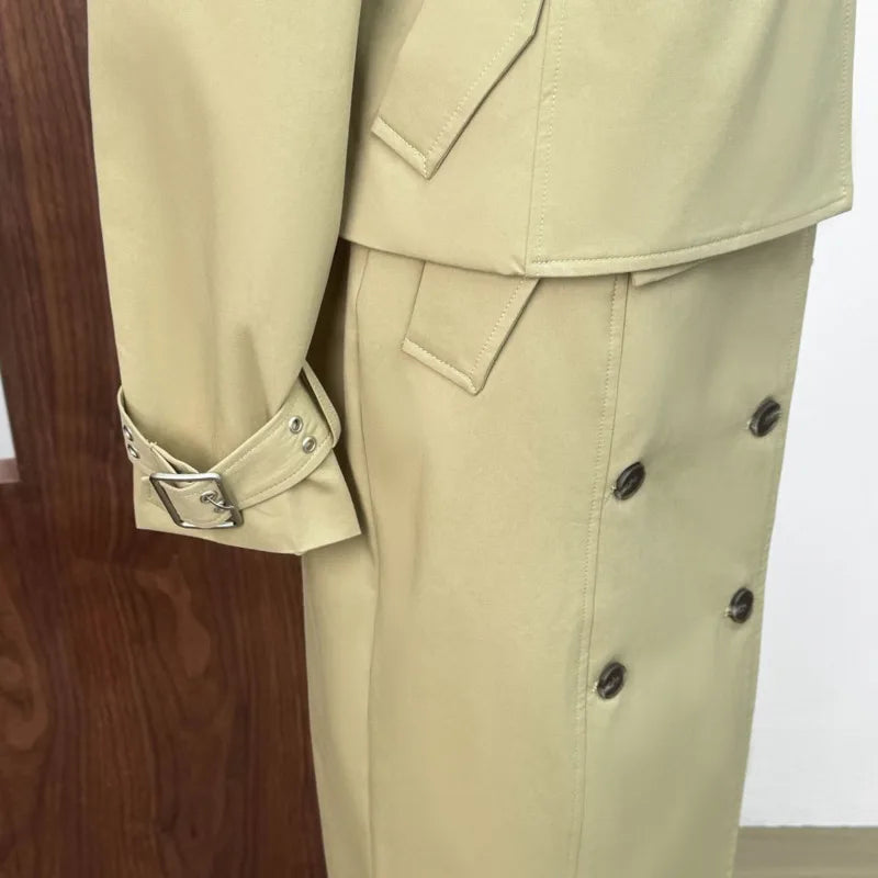 KUCLUT Fashion Elegant Versatile Large Lapel Waist Double-Breasted Short Trench Coat For Women Wrapped Hip Skirts Female 1A800