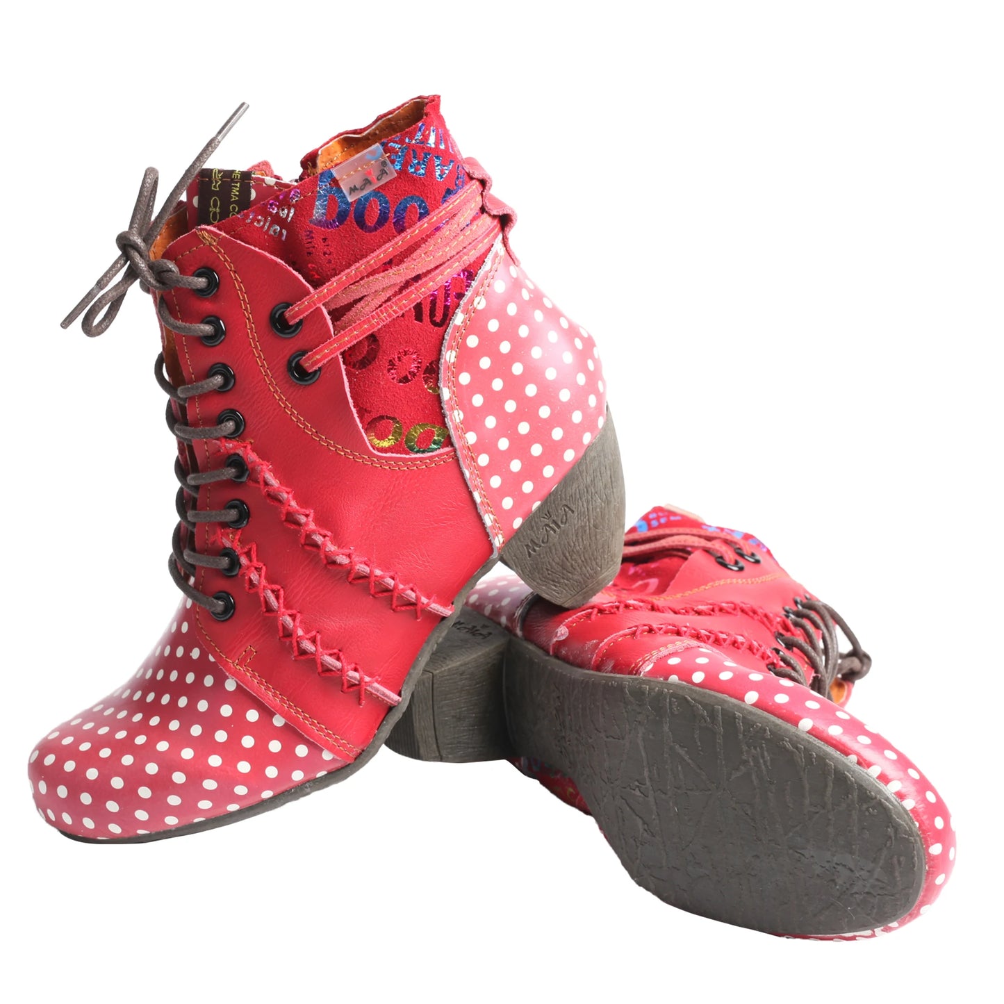 Polka Dot Zippered Ankle Boots