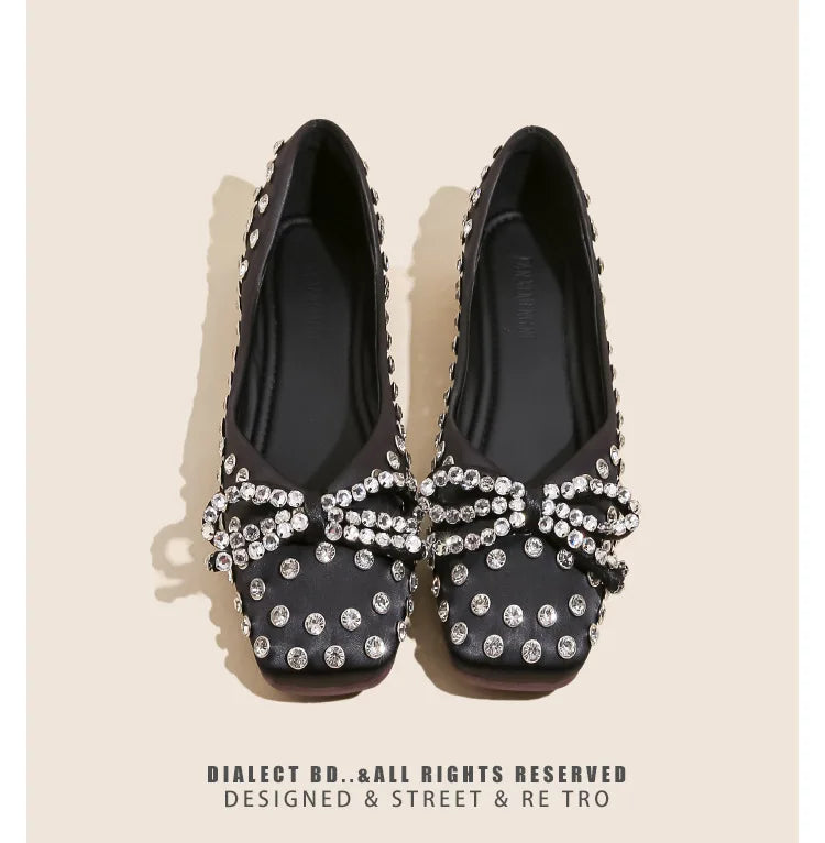Elegant Rhinestone Bowknot Mary Jane Shoes For Women