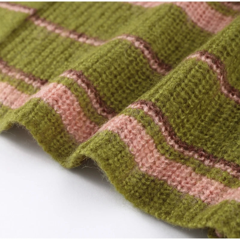 Cozy Jacquard Knit Turn-Down Collar Cardigan for Women