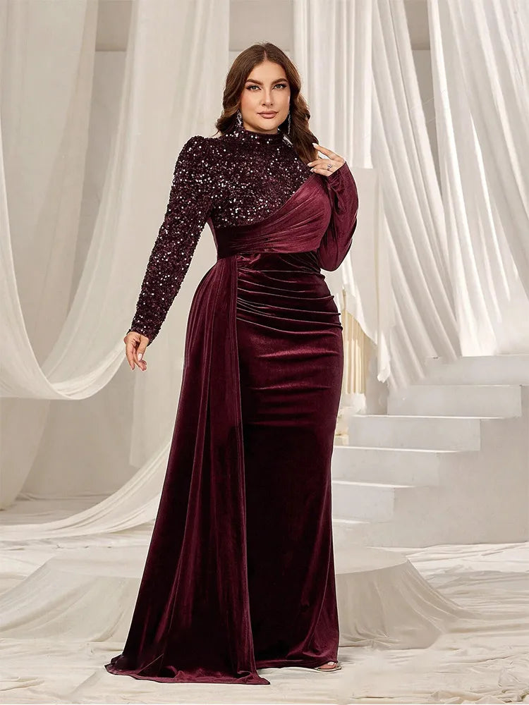 Plus Size Velvet Evening Gown