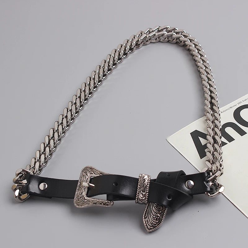 Trendy Gold Metal Decorative Waist Chain Belt for Women