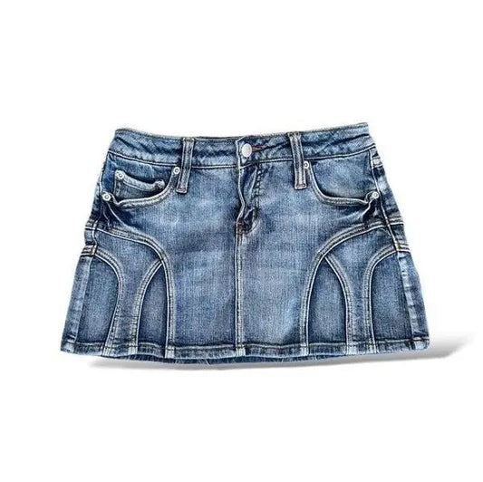 Fashion Women Hot Girl Irregular Denim Short Skirt Vintage American Streetwear Sexy A-line Gothic Mini Denim Skirts Y2k Clothes