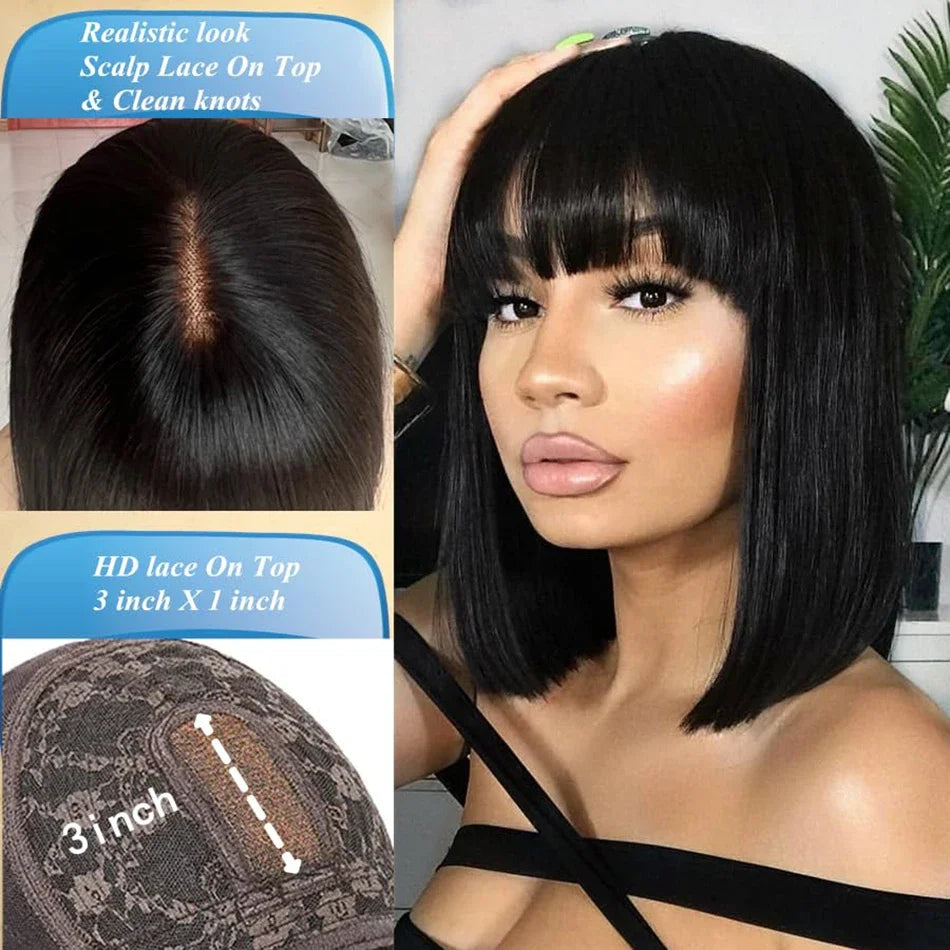 Bone Straight Middle Part Human Hair Lace Wig for Women