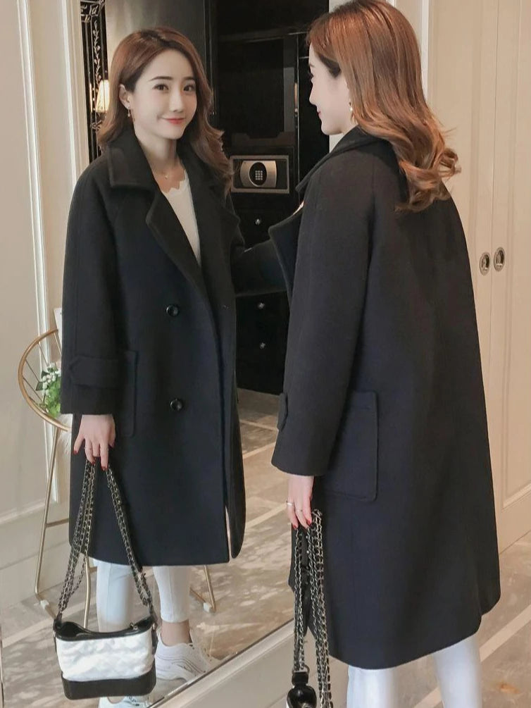 Padded Mixtures Jacket Woman Long Loose Cotton Wool Blend Coat for Women Pink Elegant Outerwears New in Novelty High Quality Hot