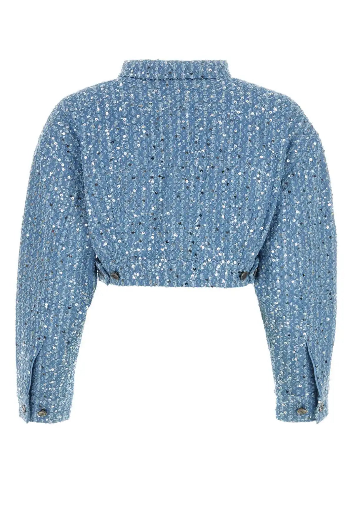 Sequined Denim Two-Piece Set With Cropped Jacket And Shorts for Women