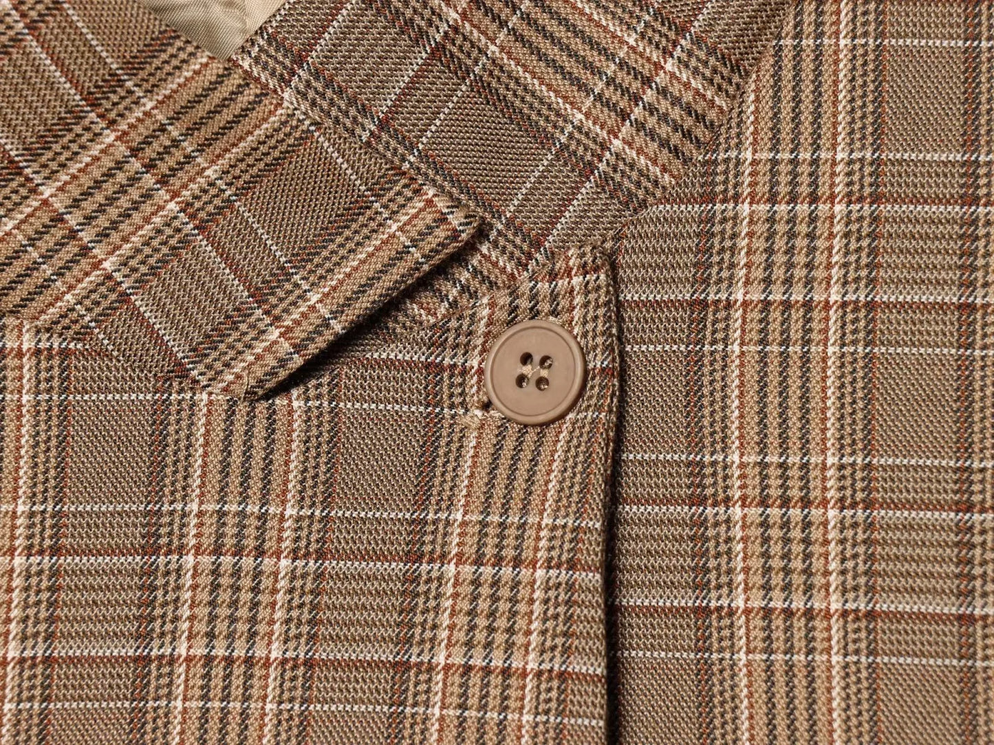 Plaid Stand Collar Long Sleeve Single Button Blazer Coat for Women