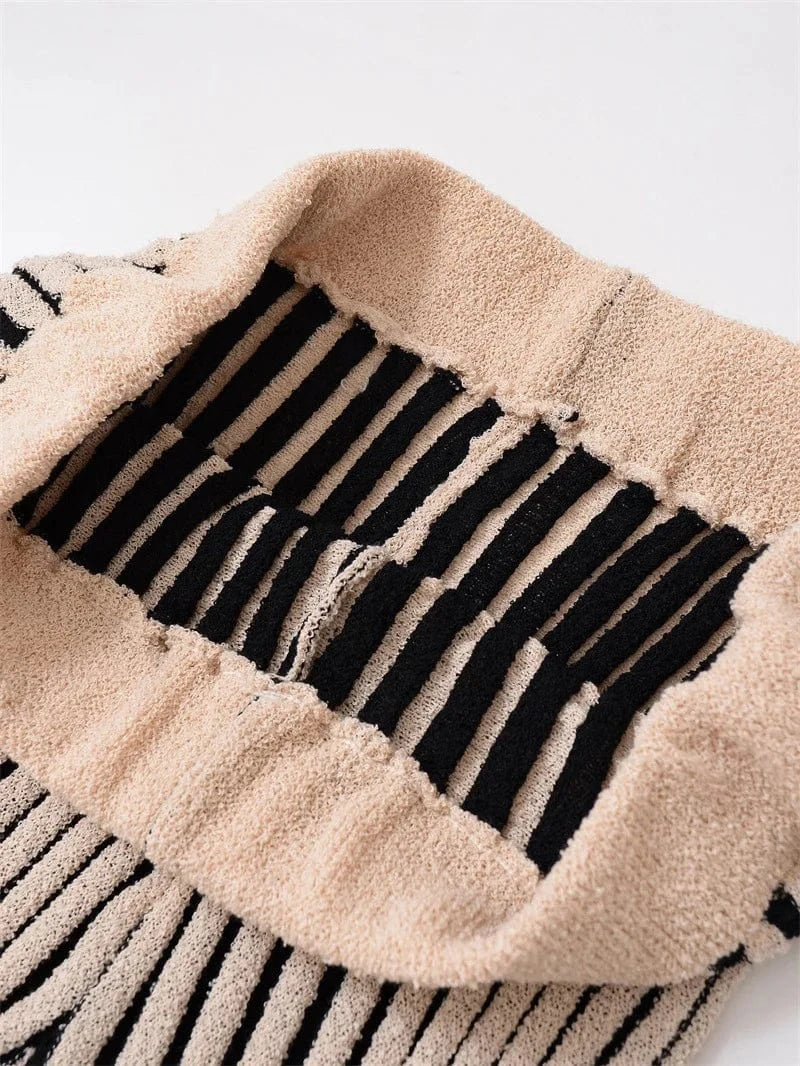 Joskaa 2025 Women's Striped Knit Two Piece Set Casual O-Neck Sleeveless Sweater Vest and Flared Pants Matched Vintage Streetwear