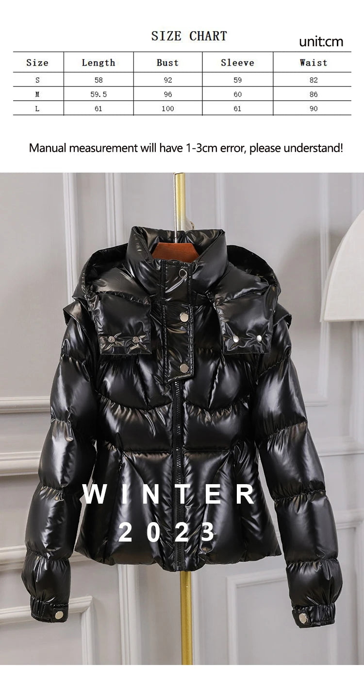Glossy Hooded Down Jacket