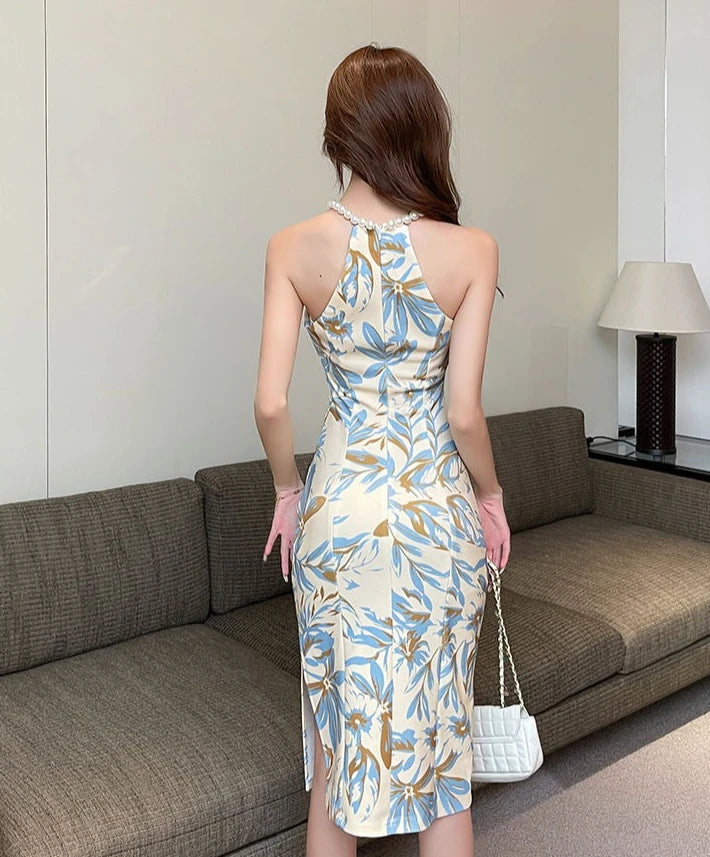 Dresses for Women Tight Split Flower Off Shoulder Midi Woman Dress New in Cheap Casual on Sale Clearance Beach Promotion Clothes