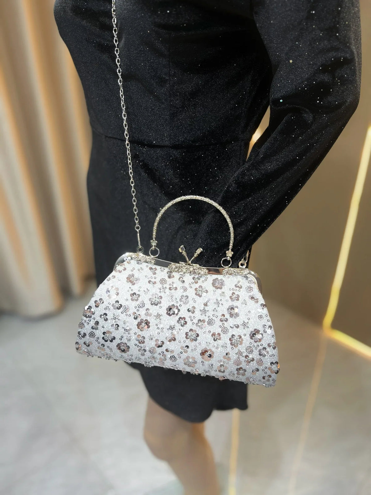 New Dinner Handbag Sequined Diamond Dinner Party Women's Handbag Luxury Brand Fashion Trend Women's Shoulder Crossbody Bag