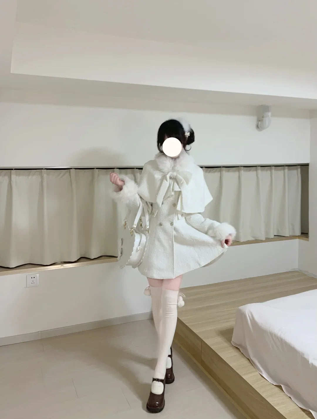 Elegant Bow Shawl Cape Two-Piece Set