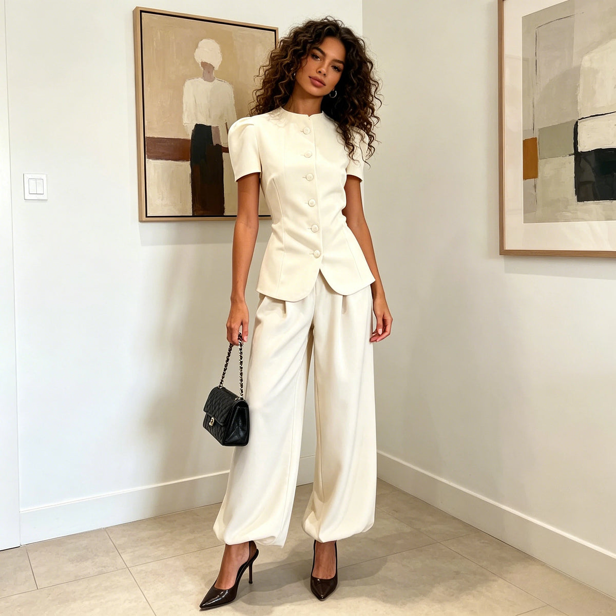 Wide Leg Two Piece Pants Set