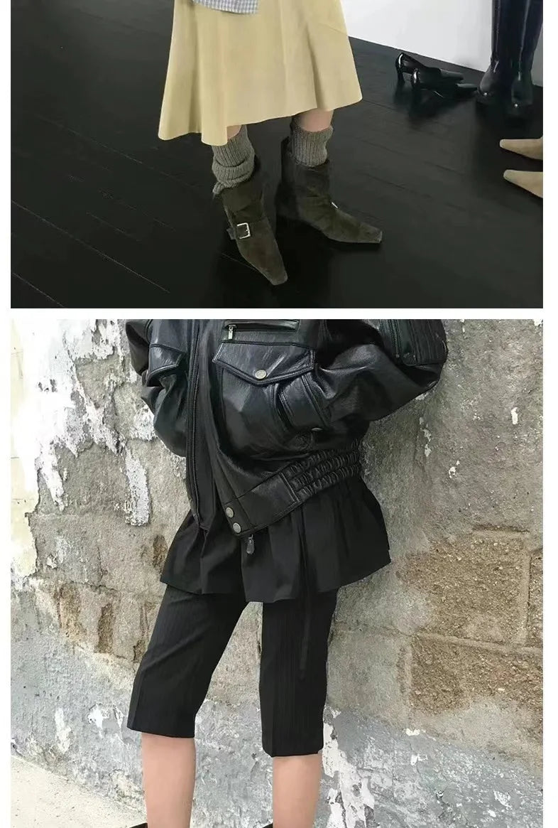 Vintage Suede Square Heel Boots