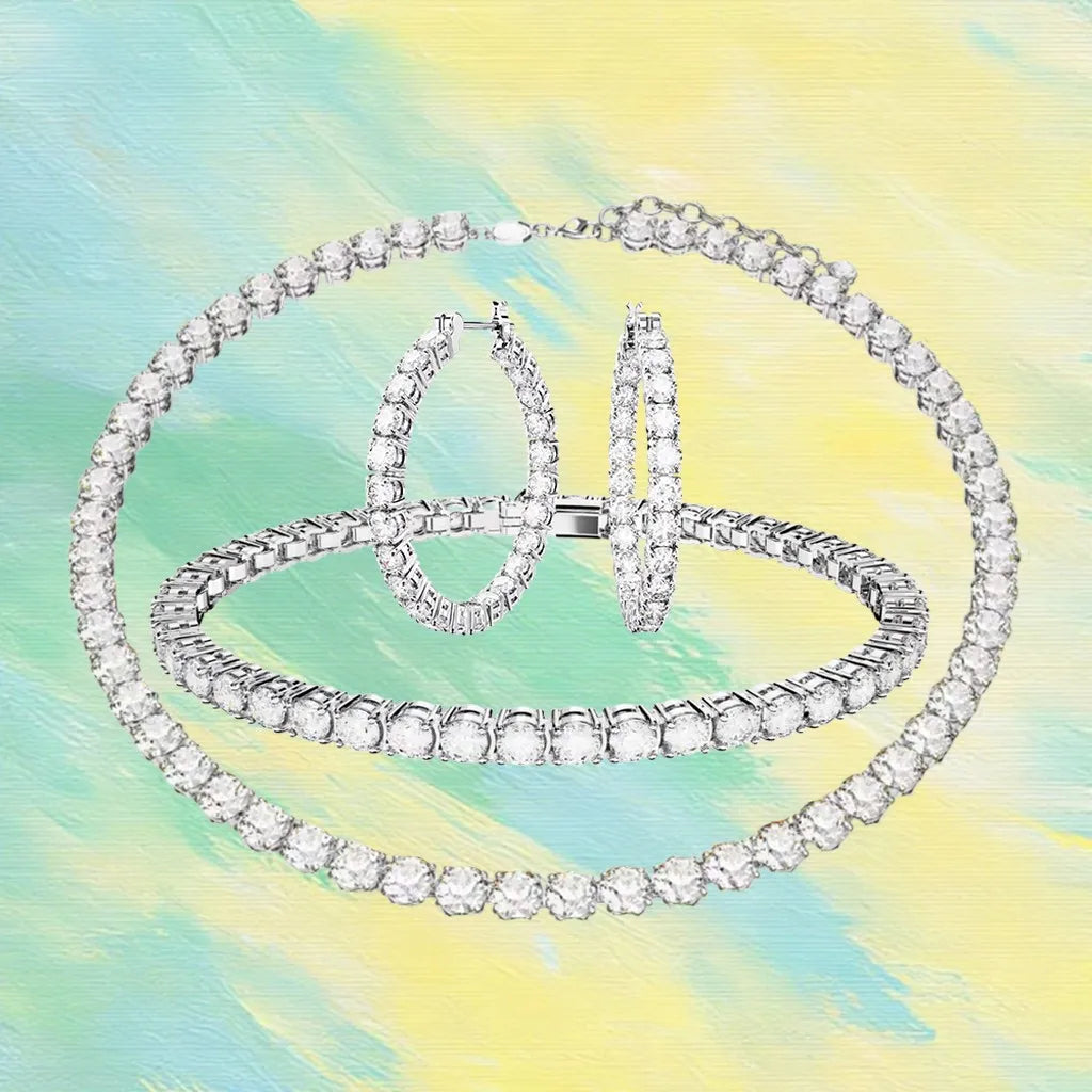 Gold Plated Sparkling Zirconia Jewelry Set for Women