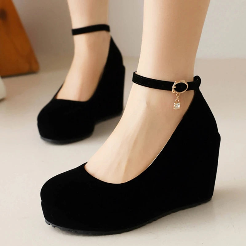 Buckle Strap Platform Wedge Heels