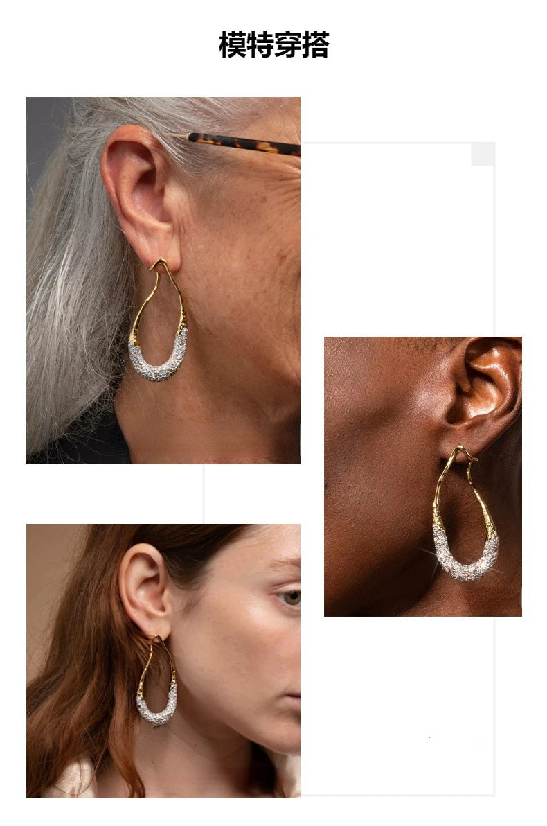 Stylish Geometric Two Tone Copper Stud Earrings for Women