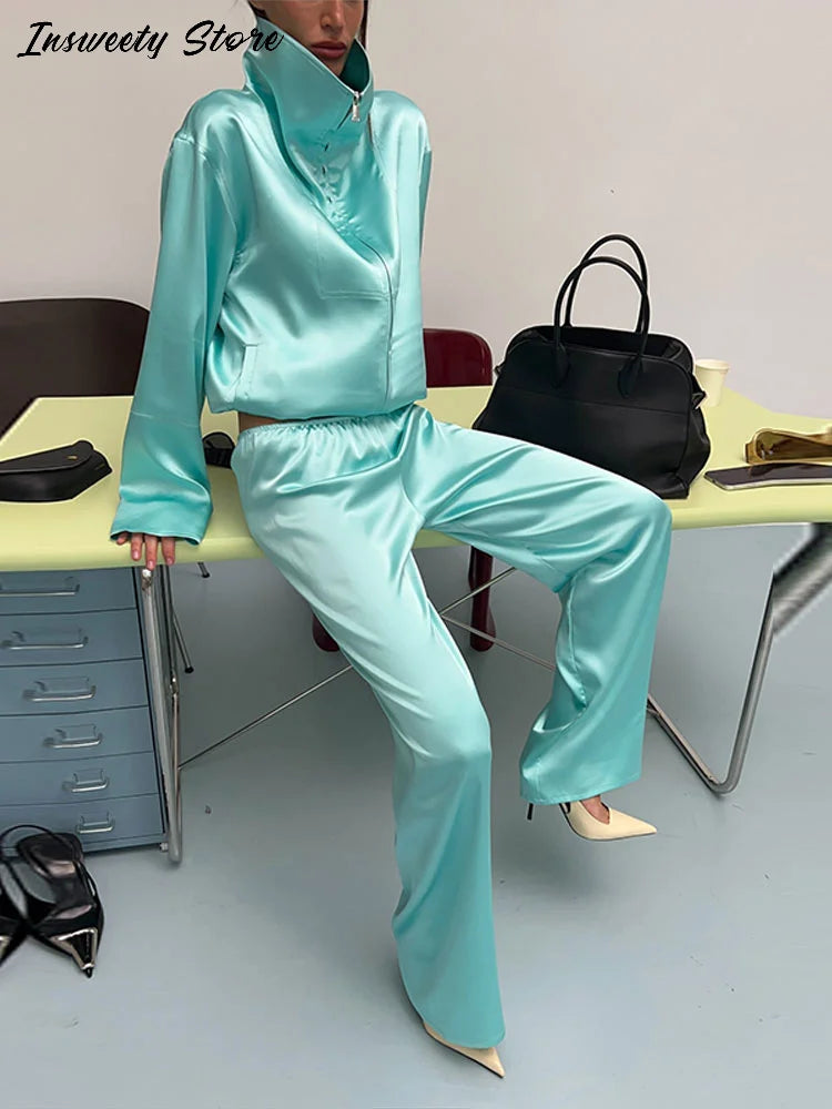 Lapel Jacket and Ruffle Hem Shorts Two-Piece Set for Women