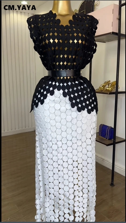 Stylish Cutout Crop Top And Maxi Skirt Two Piece Set for Women