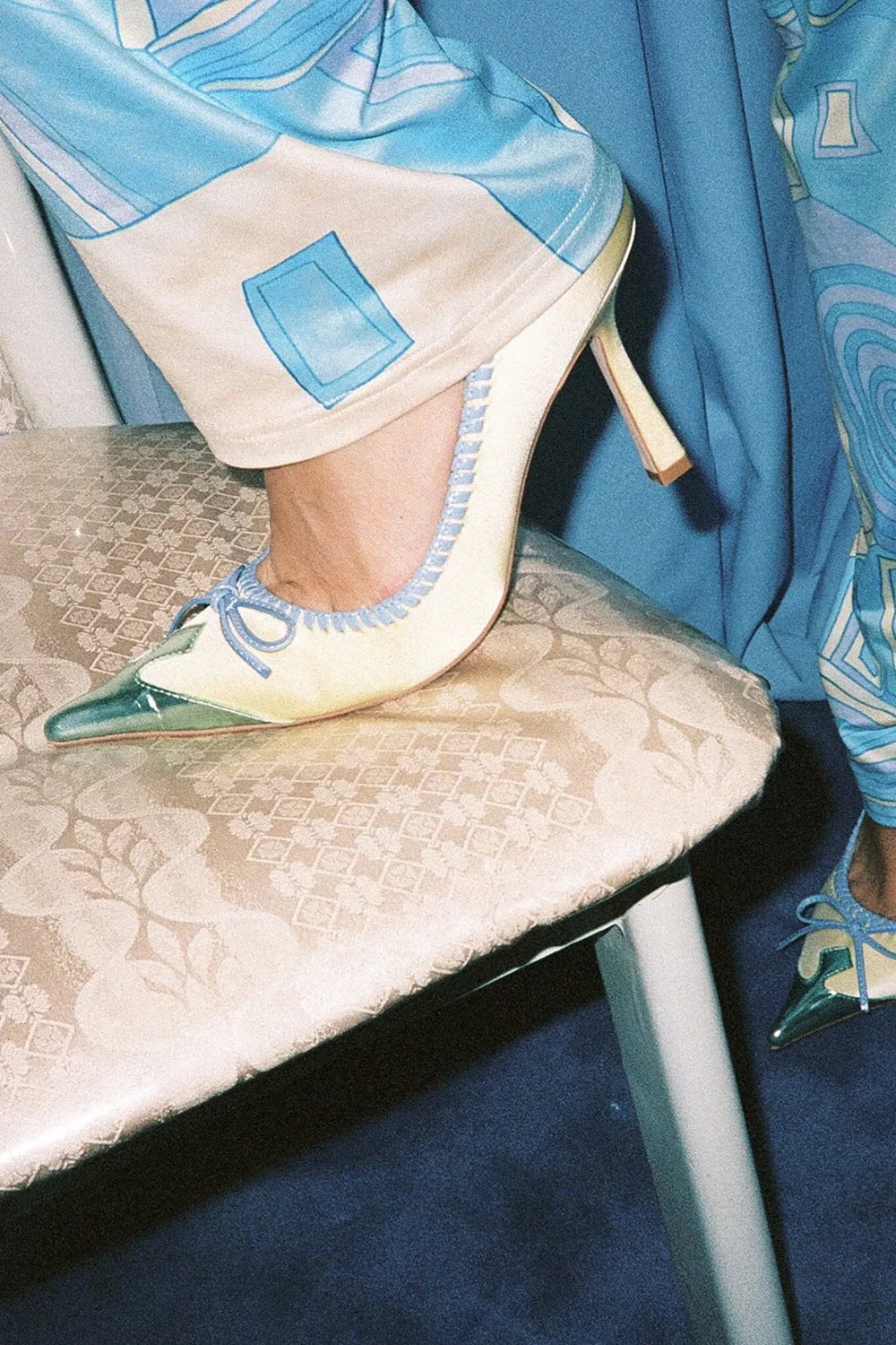 Mint Green Satin Bow Accent Pointed-Toe Pumps for Women