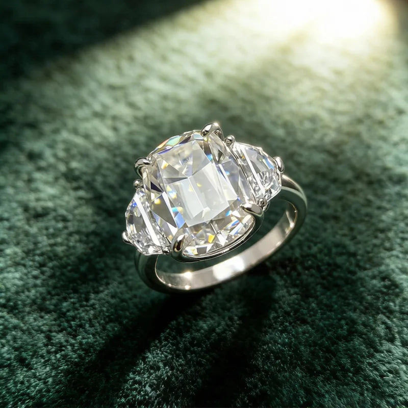 Old European Cut Moissanite Sterling Silver Ring for Women