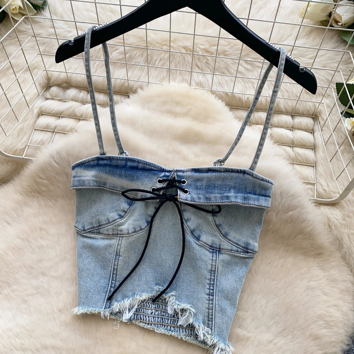 Edgy Summer Denim Three Piece Set With Shorts for Women