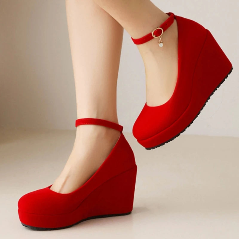 Buckle Strap Platform Wedge Heels