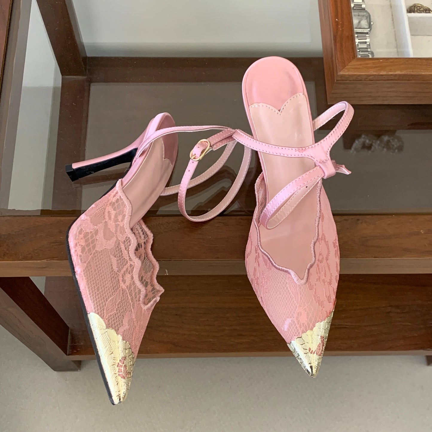 Elegant White Lace Slingback Stiletto Heels for Women