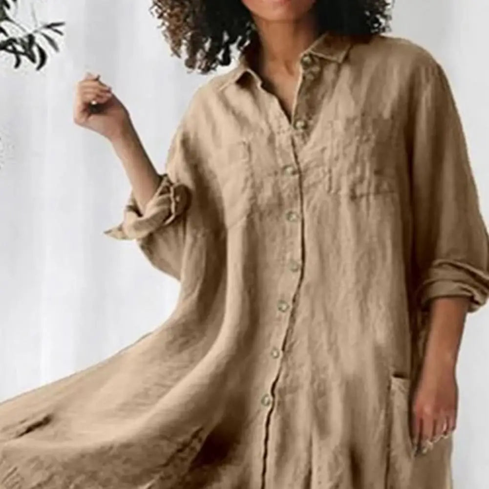 Oversized Cotton Linen Wide Leg Jumpsuit with Pockets for Women