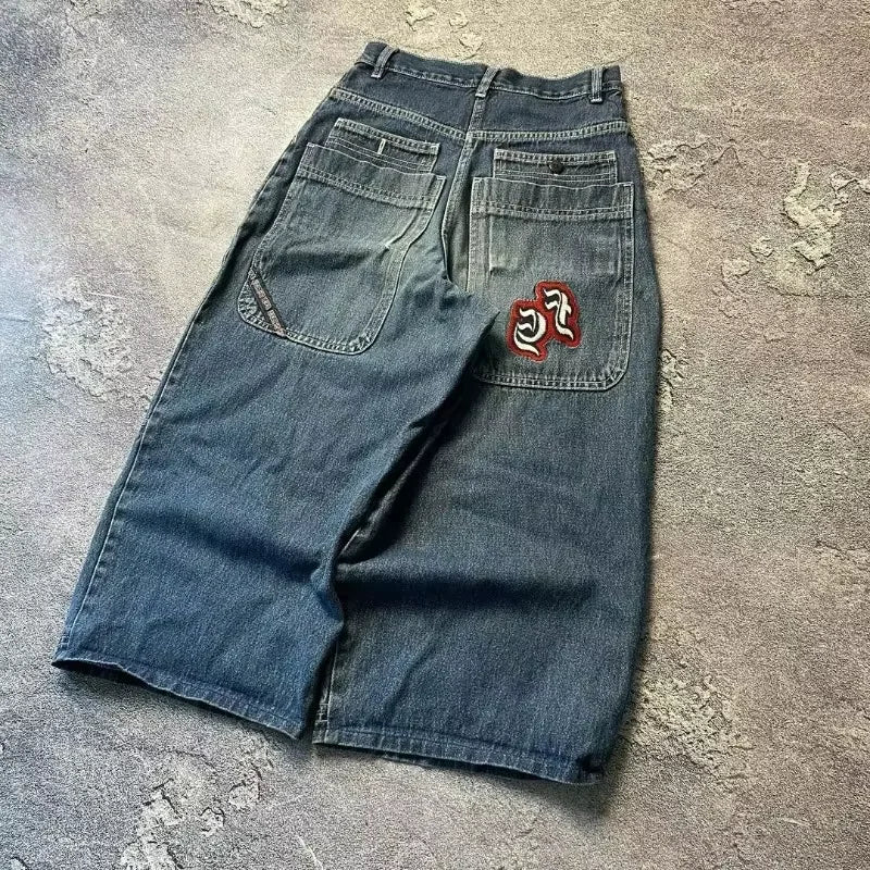 Black Y2K Hiphop Gothic Multi Pocket Zipper Jeans for Men Japanese Streetwear Trendy Cargo Pants European Urban Baggy Denim