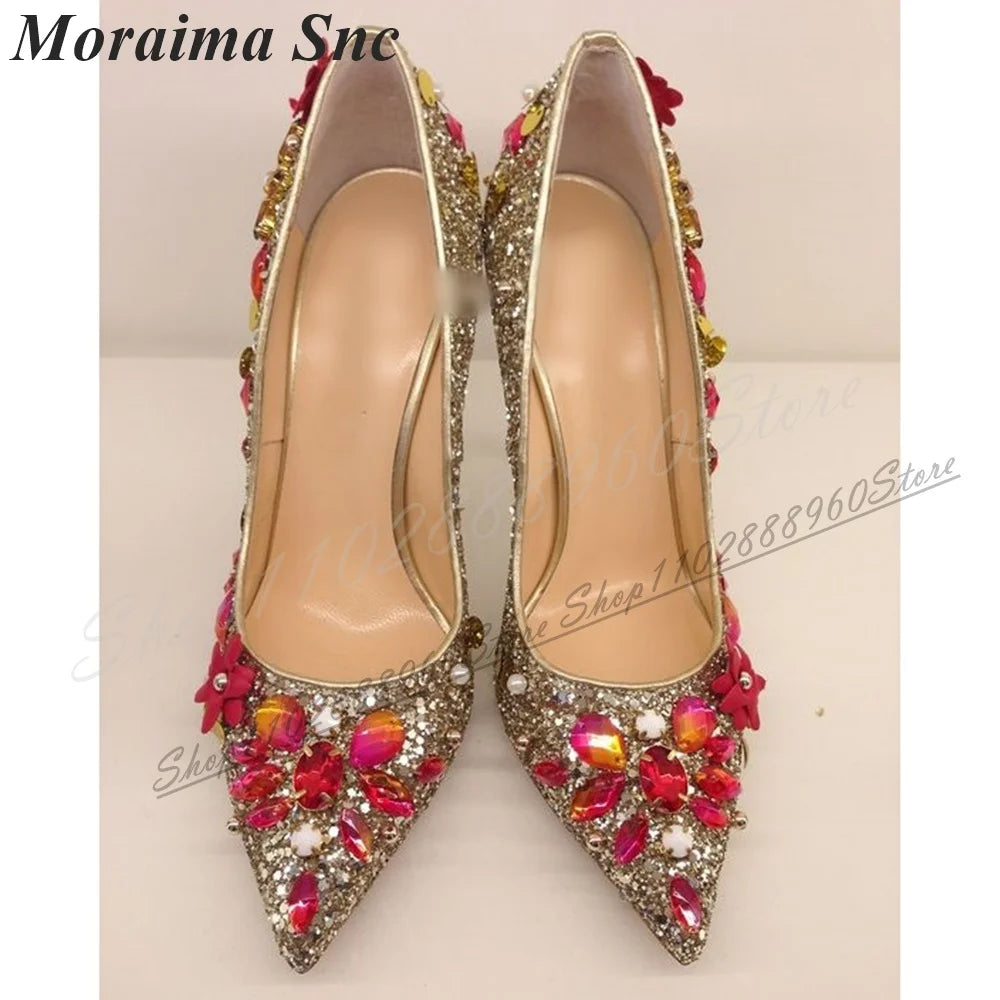Slip On Sparkling Crystal Thin High Heel Pumps for Women