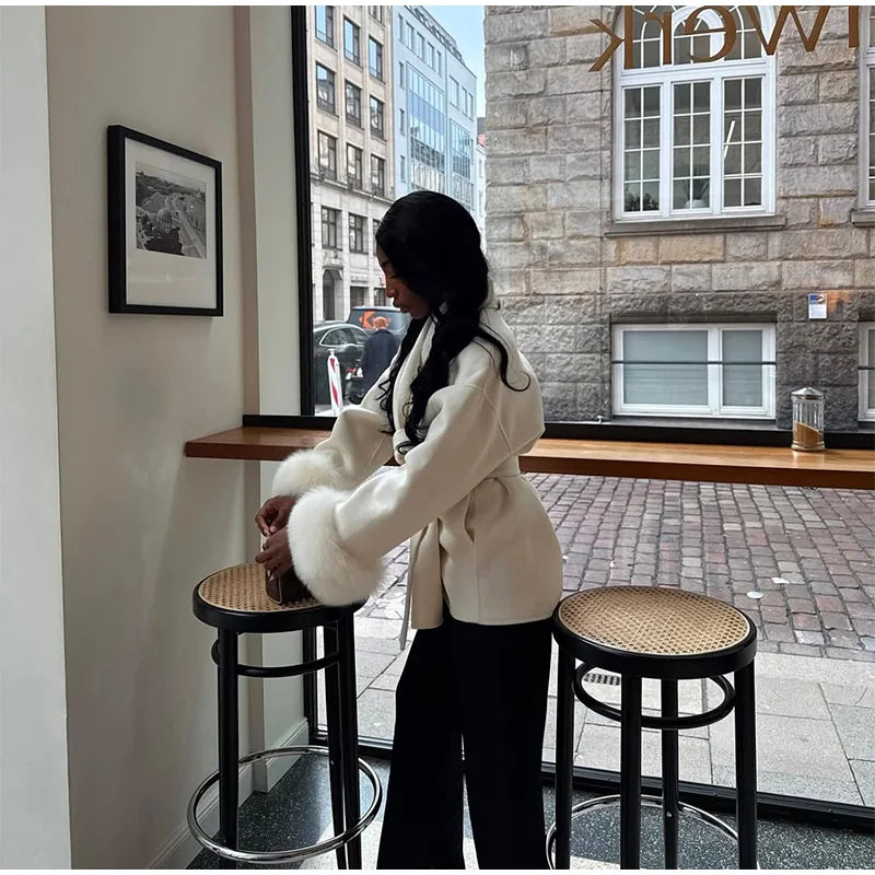 Elegant Longline Turn Down Collar Winter Coat for Women