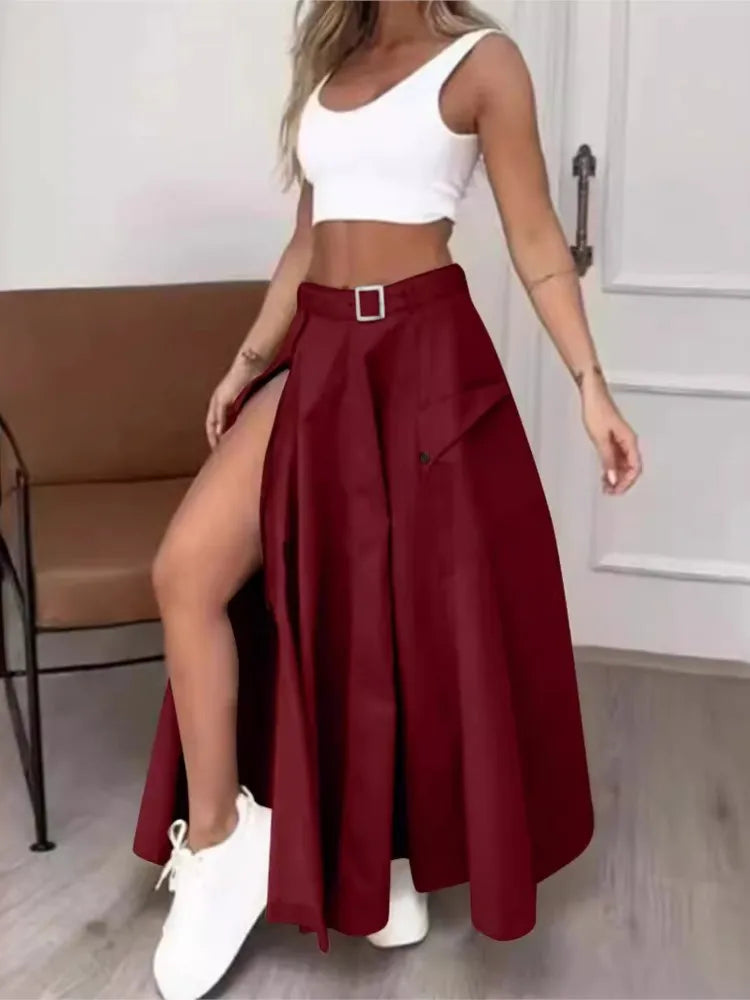 High Waist Tank Top and High Slit Maxi Skirt Set for Women