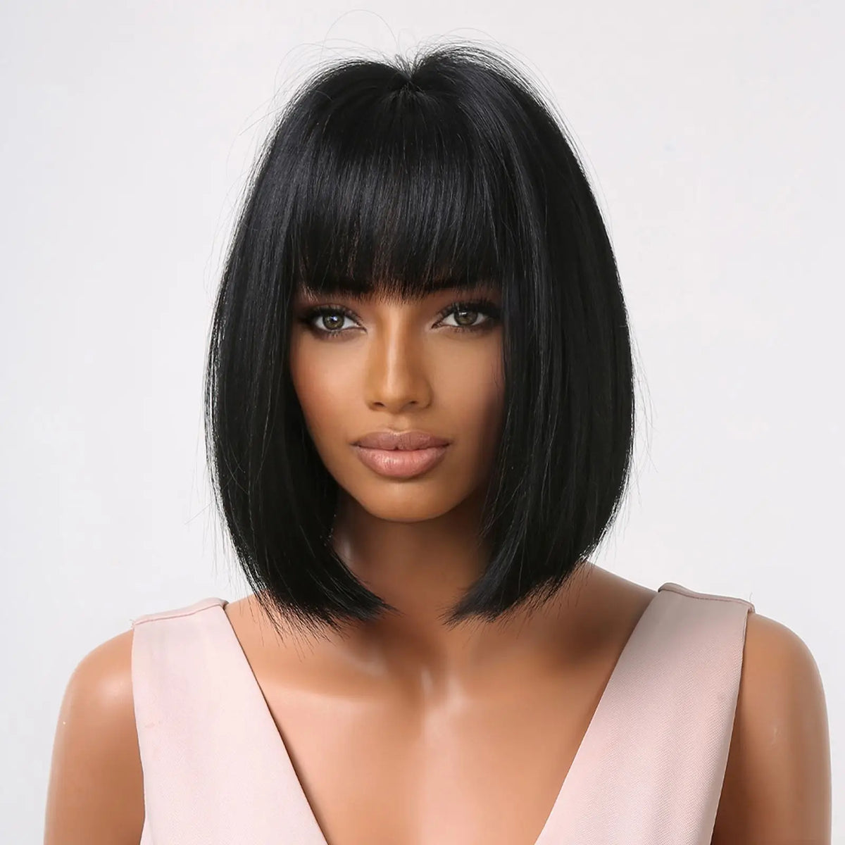 Short Black Halloween Bob Cosplay Wig With Bangs for Women