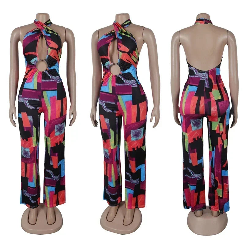 Halter Backless Wide Leg Jumpsuit