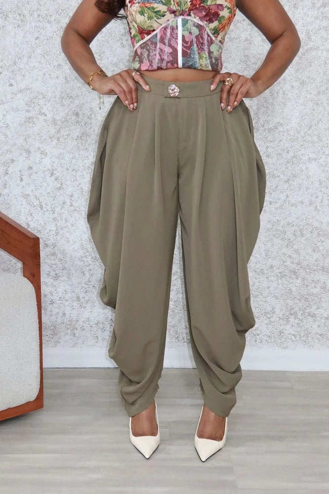 Ruched Cargo Harem Sweatpants With Drawstring Waist for Women