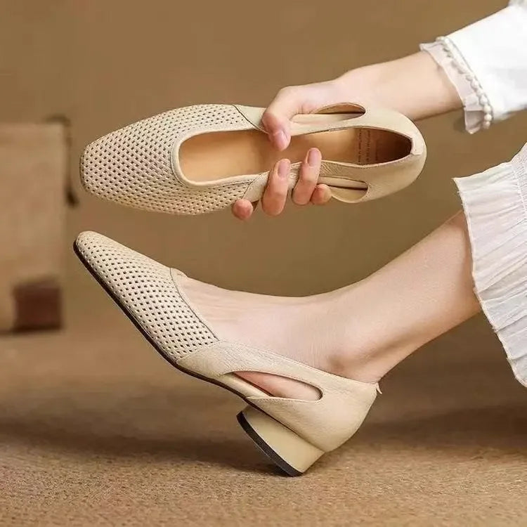 Soft Leather Square Toe Pumps