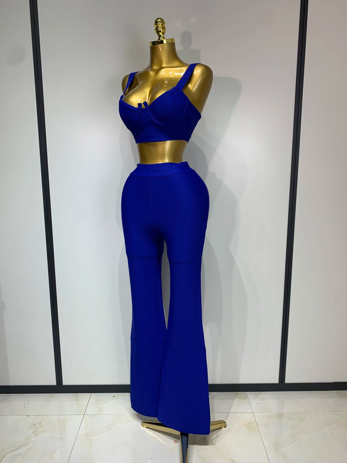 Women Sexy Bandage Crop Top Pant Set Evening Party Club Luxury Birthday High Street Fashion Elegant Luxury Birthday Outfit ﻿