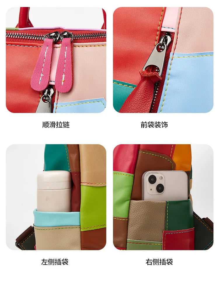 Large Capacity Internal Backpack Fashion Color Splicing Irregular Backpacks Outdoor Daily Handbag Casual Female Bag