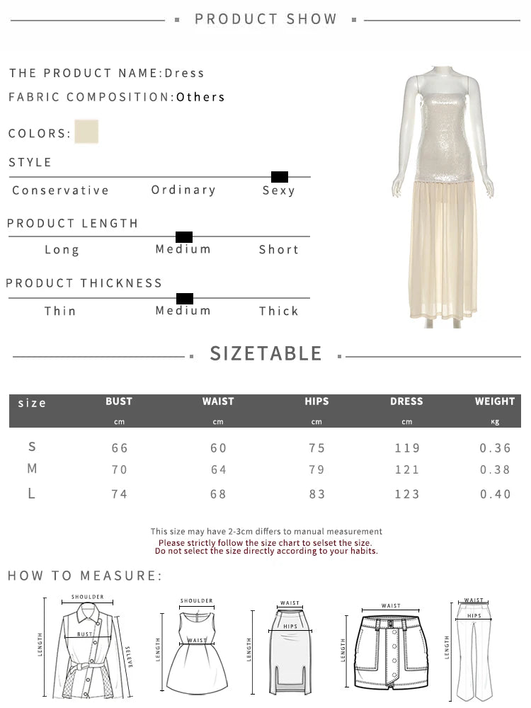 SIsterlinda Fashion Chic Sequin Dress Women Sexy Sleeveless Patchwork Zipper Beach Vacation Birthday Party Club Stretch Bodycon